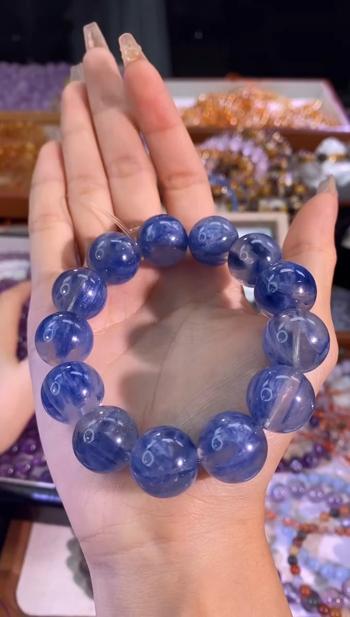 【闪购商品】水晶手链未镶嵌玉化蓝晶16mm多样性发其一