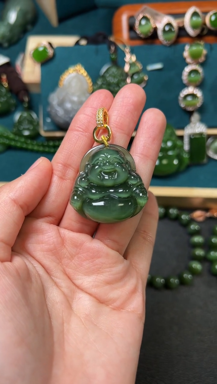 【闪购商品】和田玉（碧玉）颈饰未镶嵌碧玉34×34×12左右