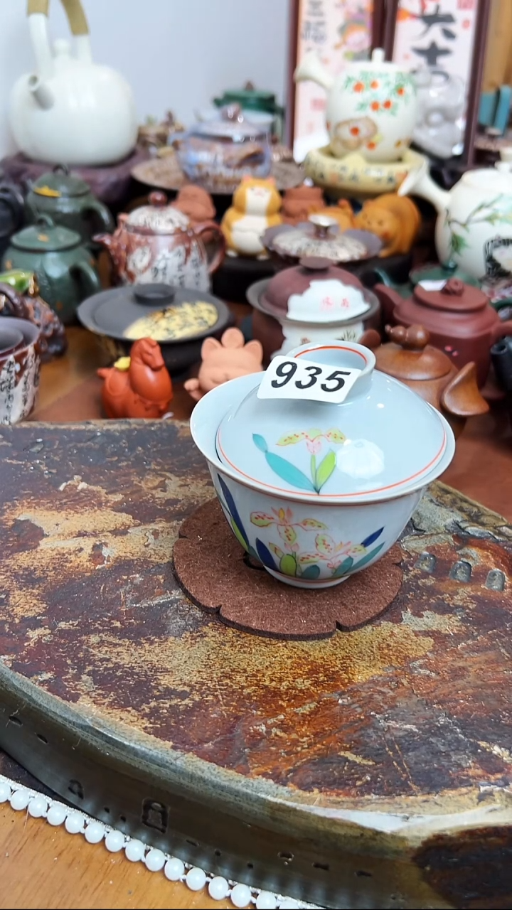 【 茶瓷物语】微瑕鸢尾花盖碗935
