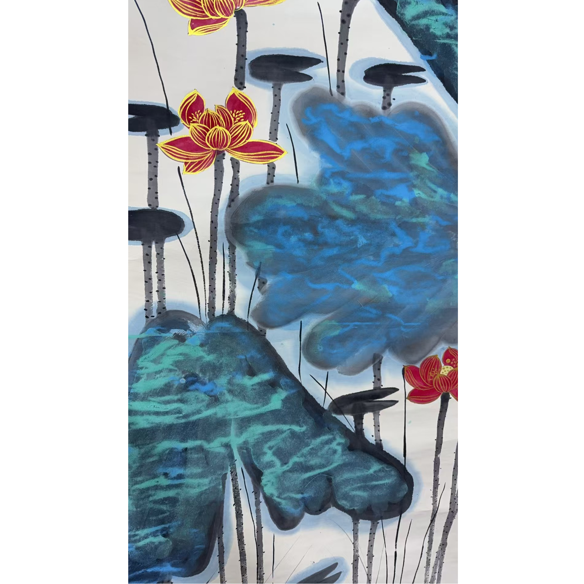 张老款 荷花立轴 135 65 7.8平尺