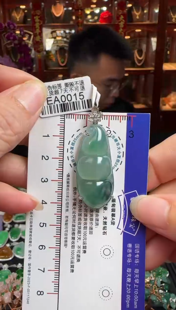 【闪购商品】翡翠颈饰18K金镶嵌EA0015冰绿富贵豆