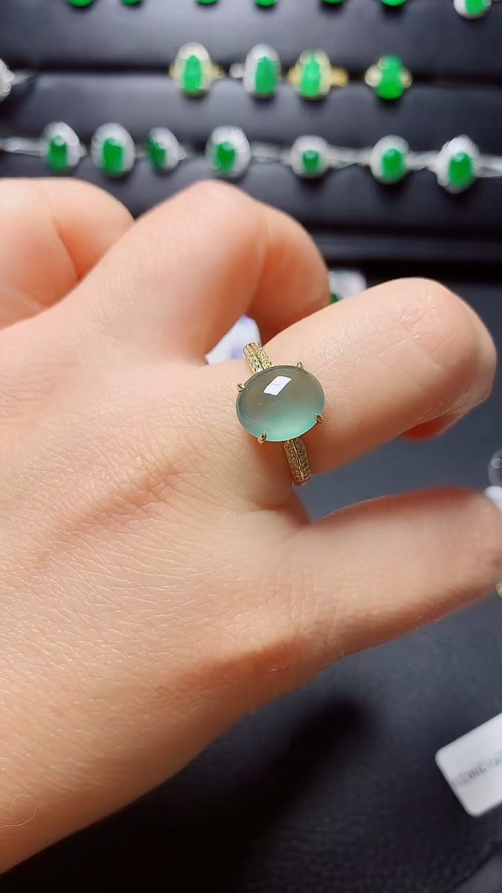 银S925镶嵌戒指翡翠天然翡翠A货s925银镶