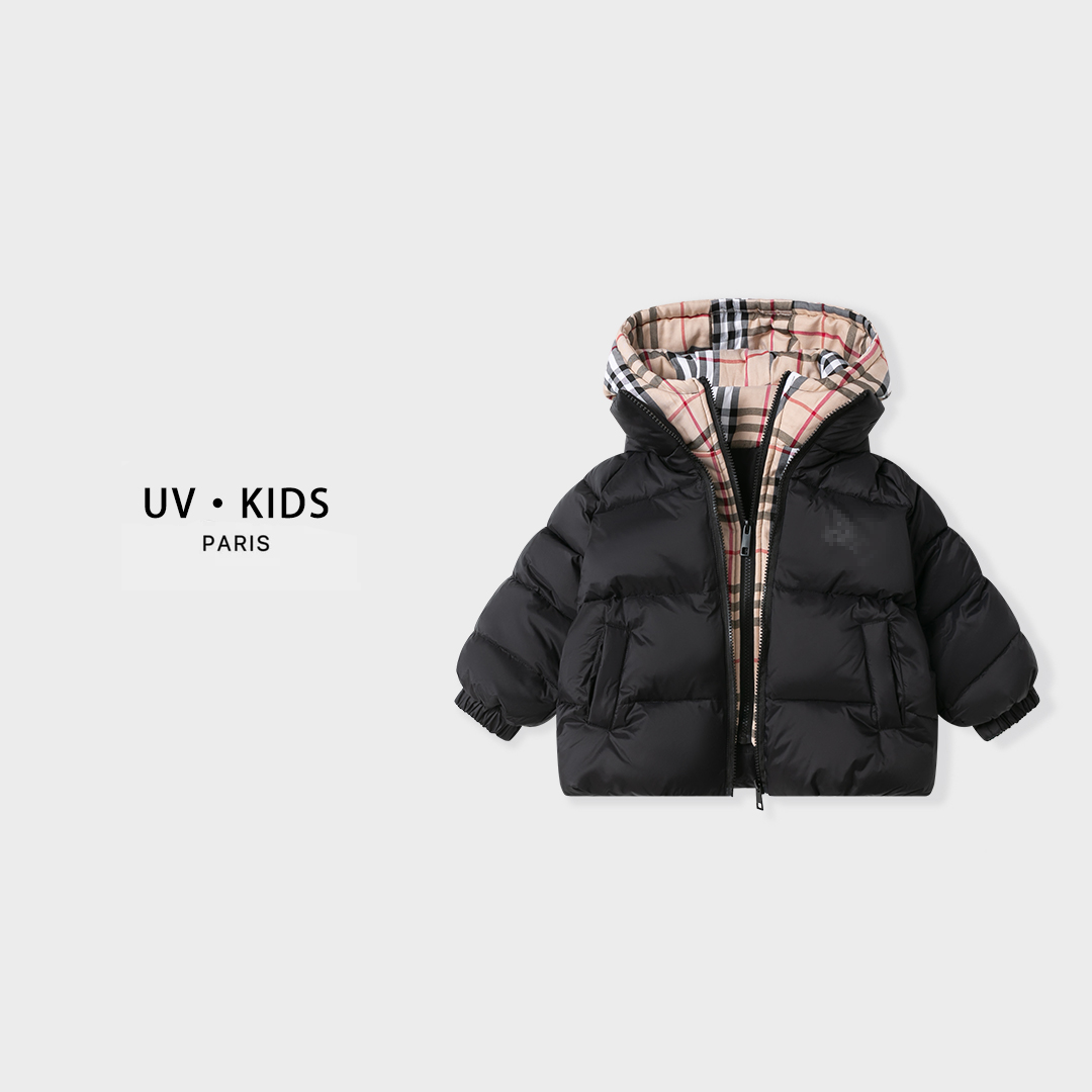 90白鸭绒2025冬季儿童加厚保暖连帽羽绒服外套中小童冬装