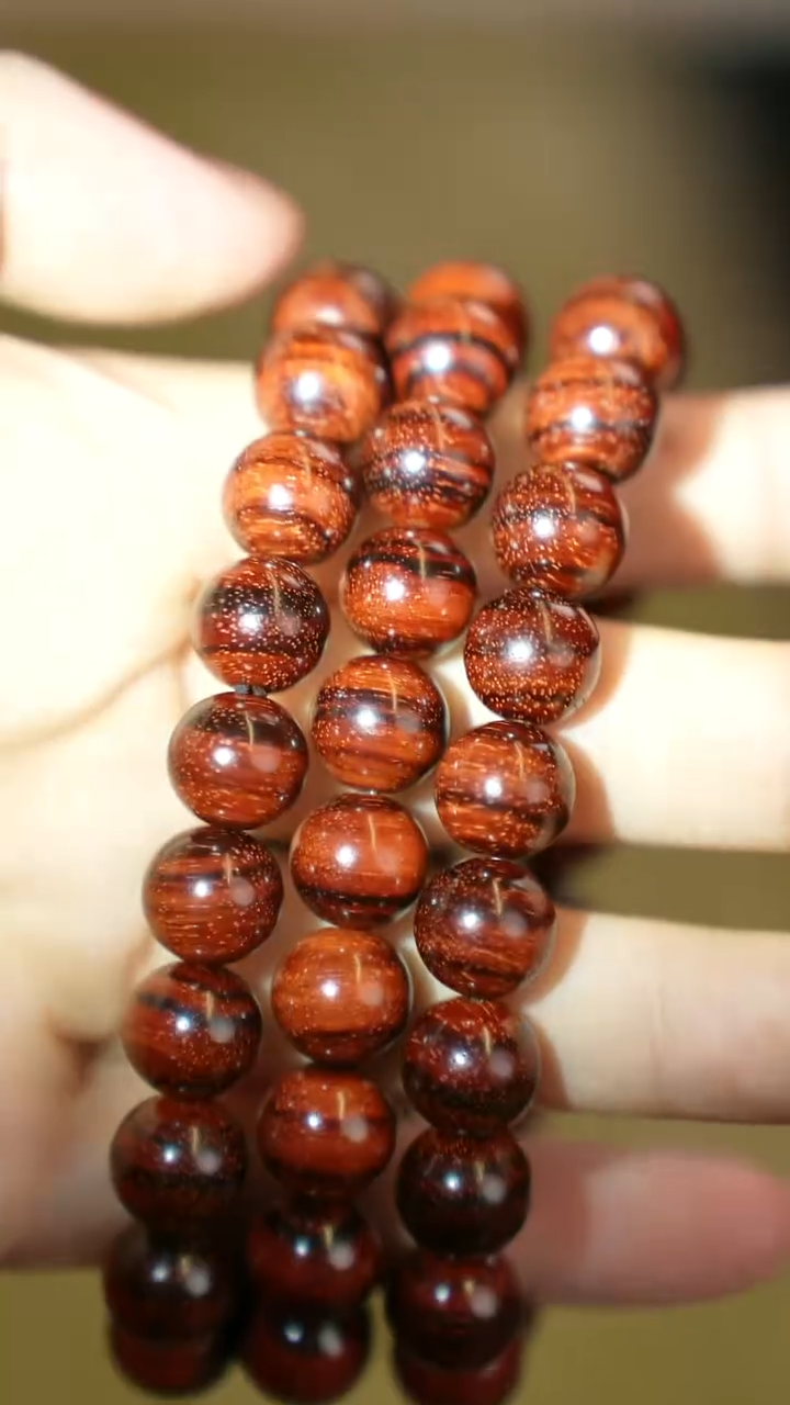 檀香紫檀（小叶紫檀）手串/手链10单圈横纹虎皮纹爆星