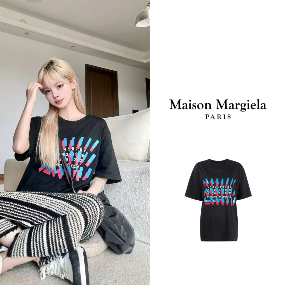 未使用 Maison Margiela/梅森马吉拉 黑色胶条短袖