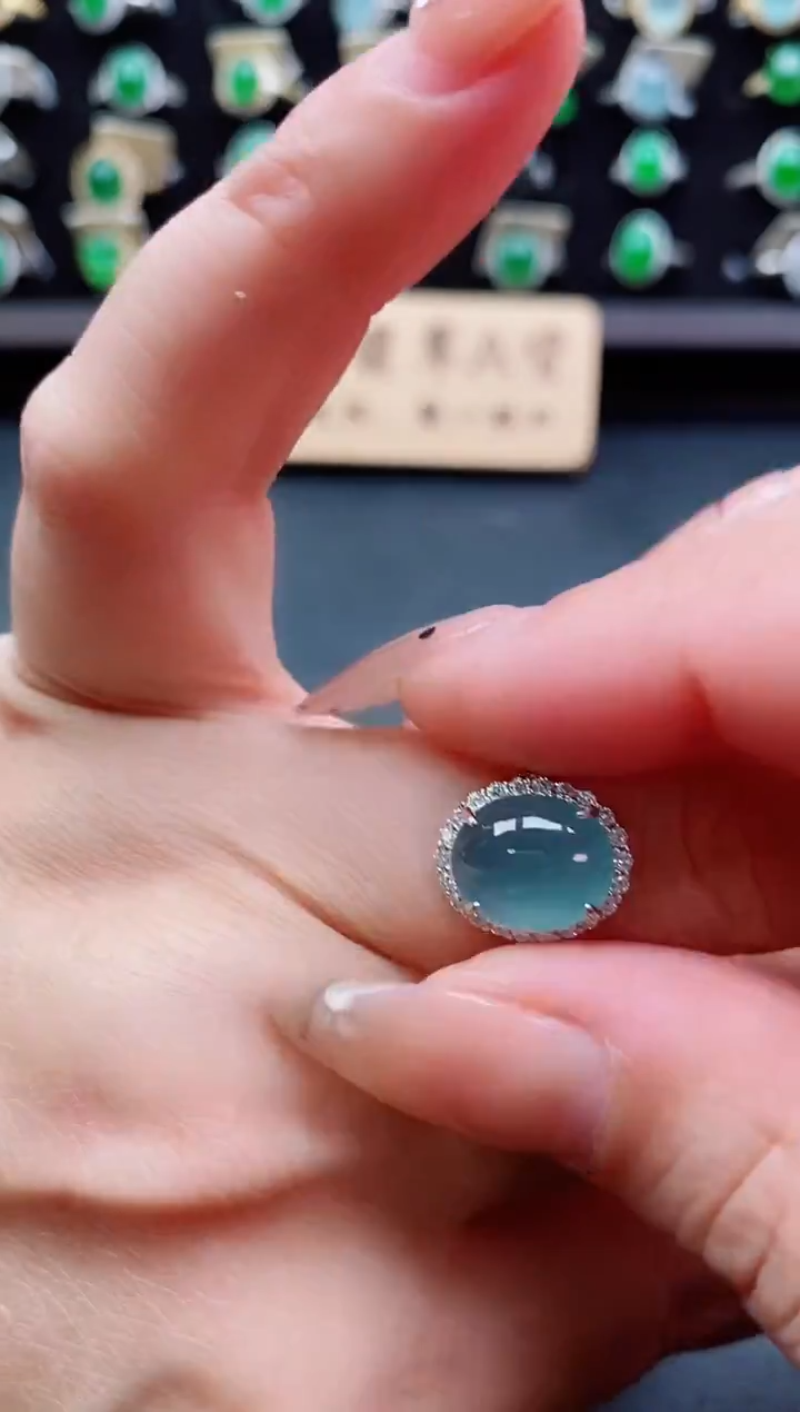 银S925镶嵌戒指翡翠12121