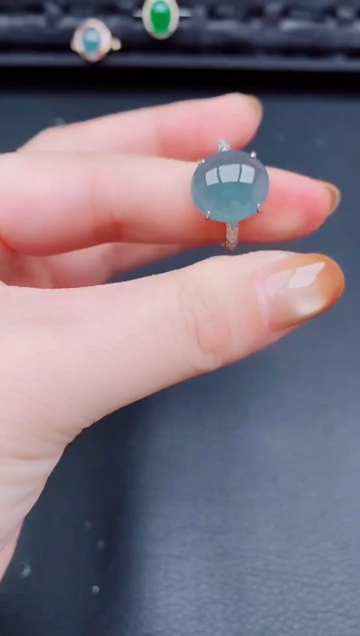 【闪购商品】翡翠戒指银S925镶嵌天然a货翡翠537