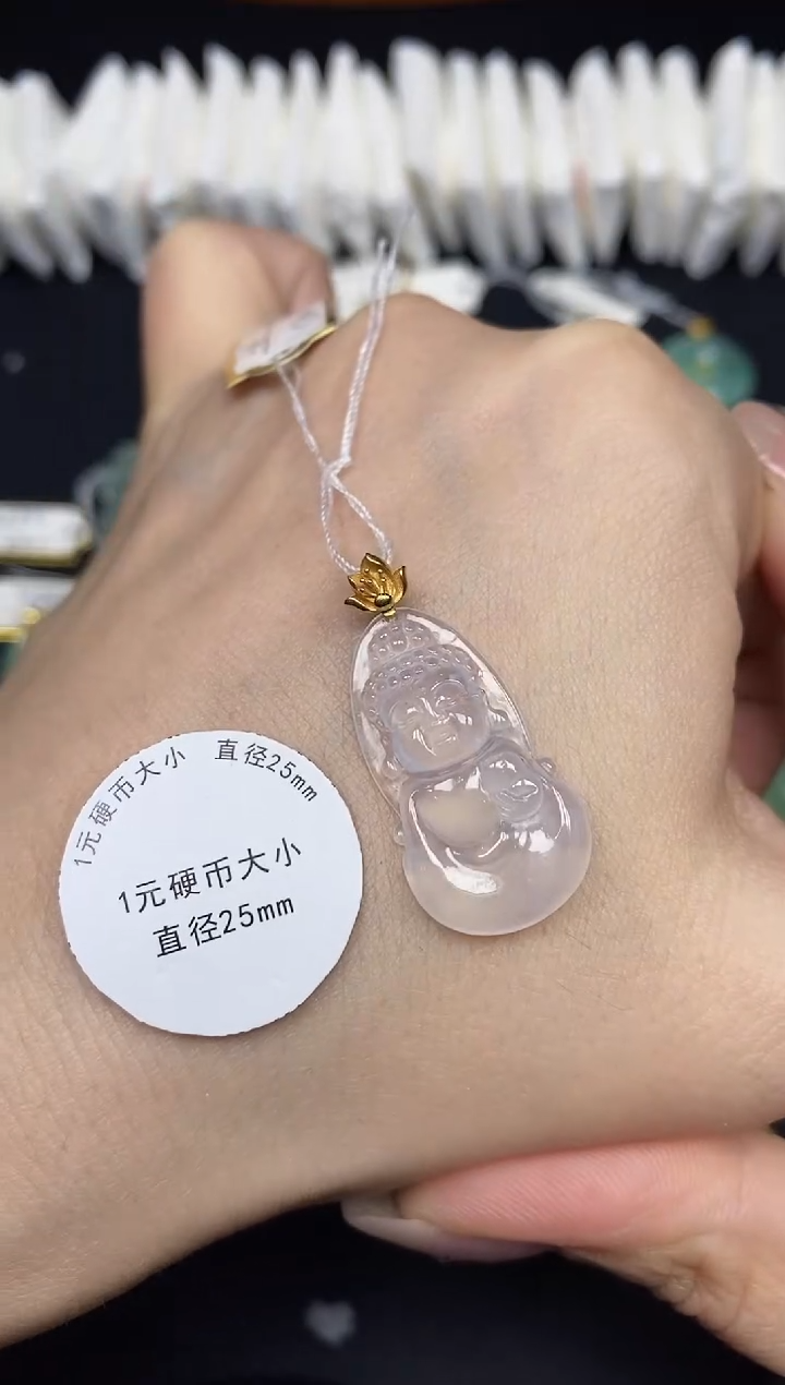 吊坠(不含链)18K金镶嵌翡翠佛公18K金扣镶嵌@@CMT