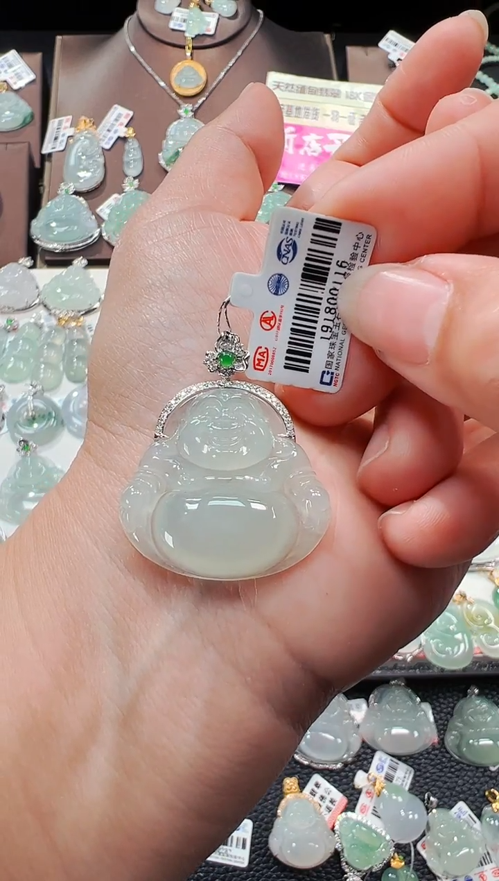 【闪购商品】翡翠吊坠(不含链)18K金镶嵌佛公吊坠1116