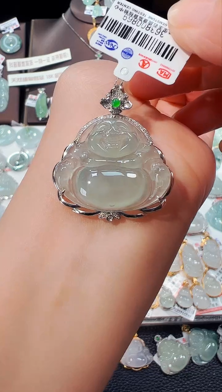 【闪购商品】翡翠吊坠(不含链)18K金镶嵌佛公吊坠869