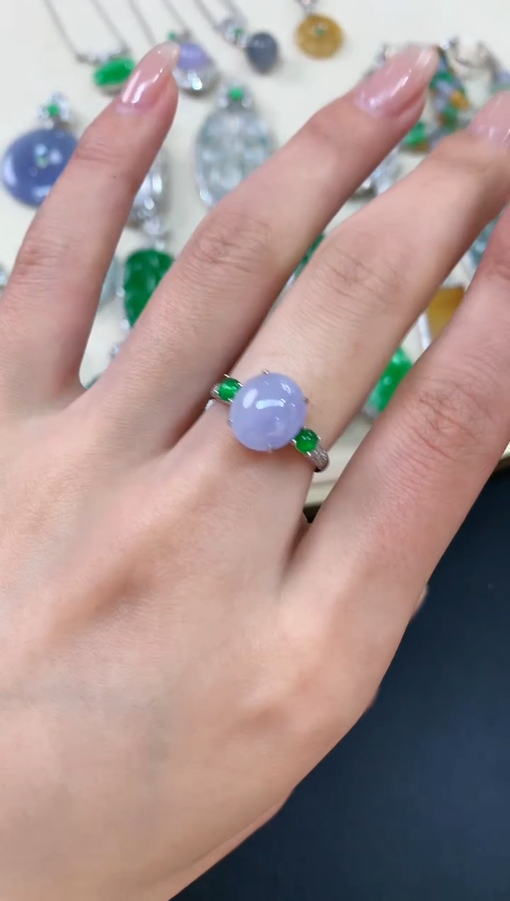 【闪购商品】翡翠戒指18K金镶嵌A801|6980