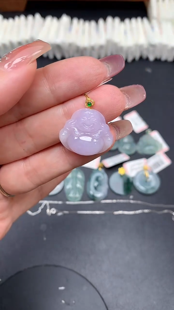 翡翠18K金镶嵌吊坠(不含链)MS159122