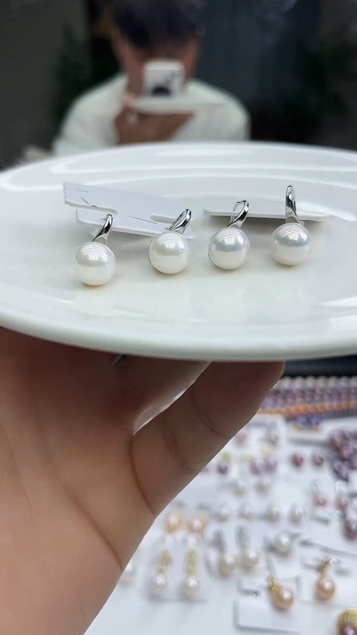 未镶嵌耳饰淡水珍珠白色系高跟鞋11-12mm(多样性发一）
