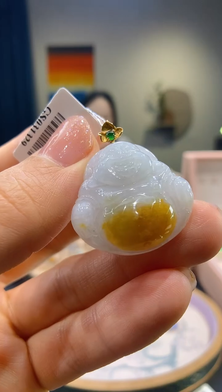 【闪购商品】翡翠18K金镶嵌吊坠(不含链)佛公