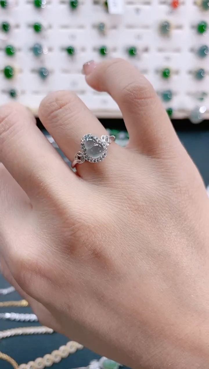 【闪购商品】翡翠戒指银S925镶嵌天然翡翠