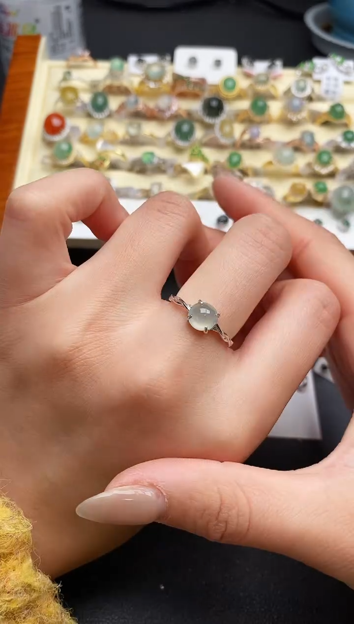 【闪购商品】翡翠戒指银S925镶嵌333333333+5