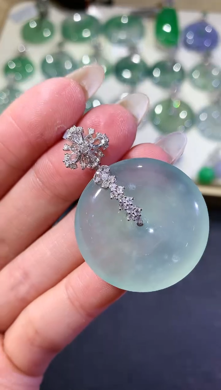 【闪购商品】翡翠吊坠(不含链)18K金镶嵌92-（无鉴赏