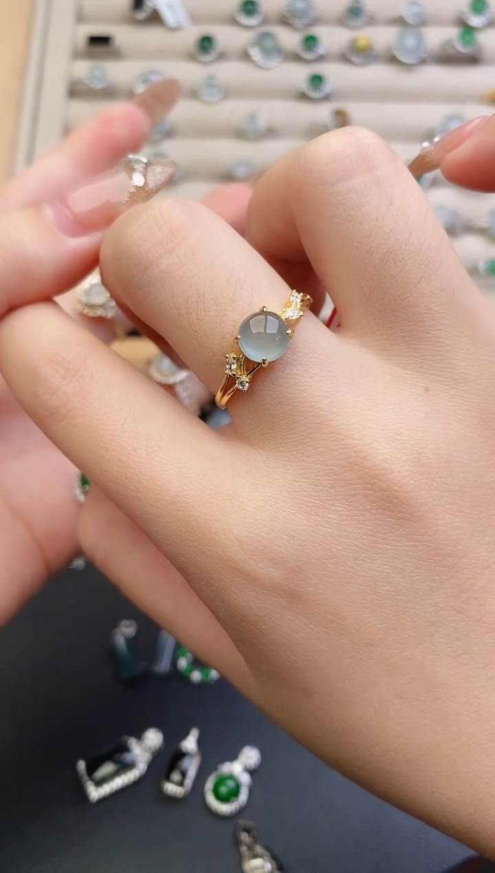 银S925镶嵌戒指翡翠0