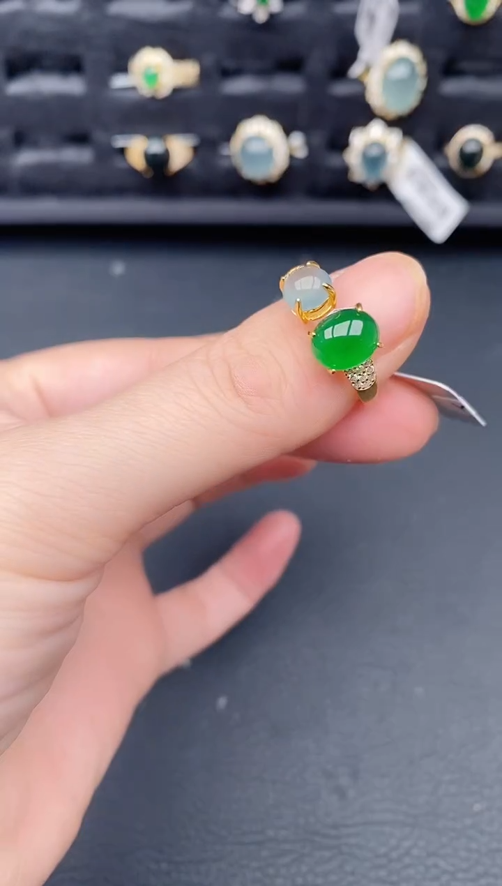 银S925镶嵌戒指翡翠天然a货翡翠167