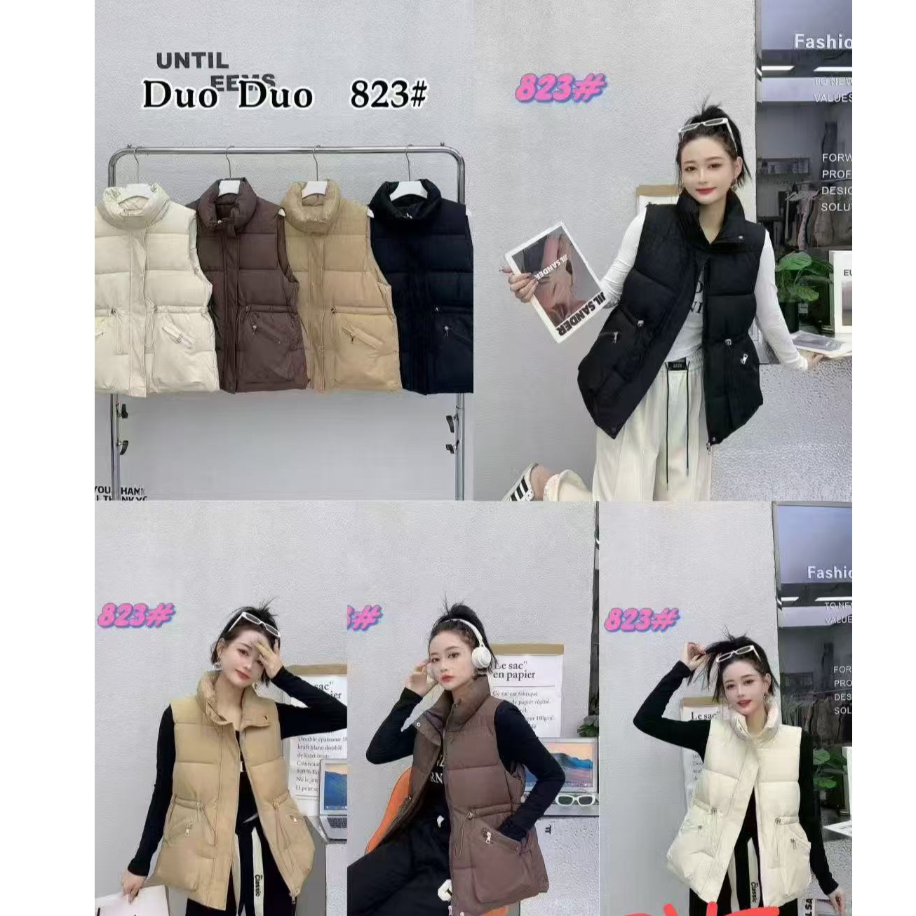 格子推荐~韩系时尚百搭夹棉马甲823