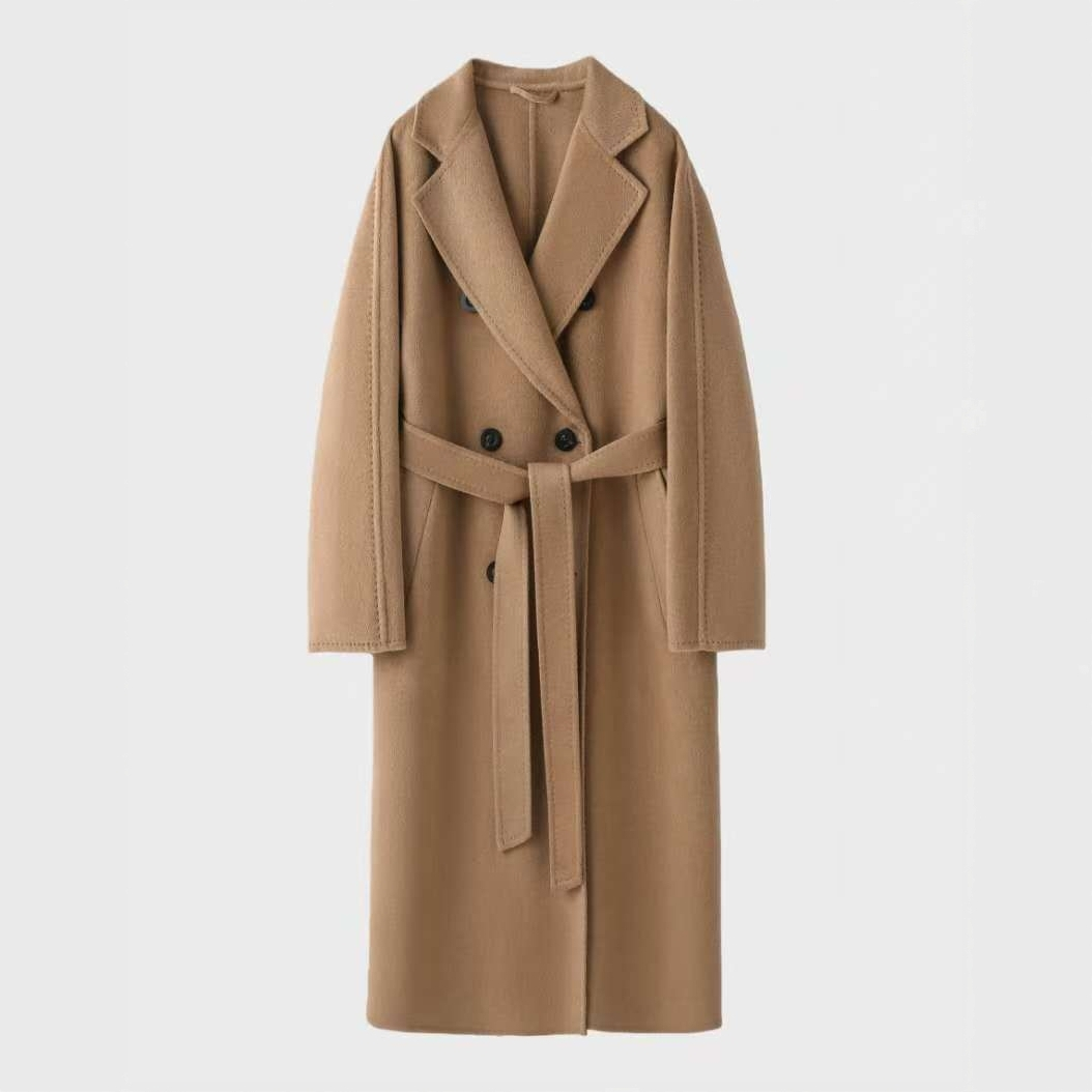 GXO 25秋冬新品双面呢100骆驼绒中长款大衣外套WT0096