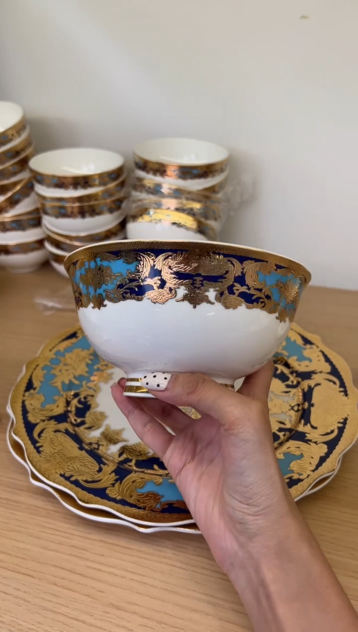 瓷片6寸高脚碗2个一单