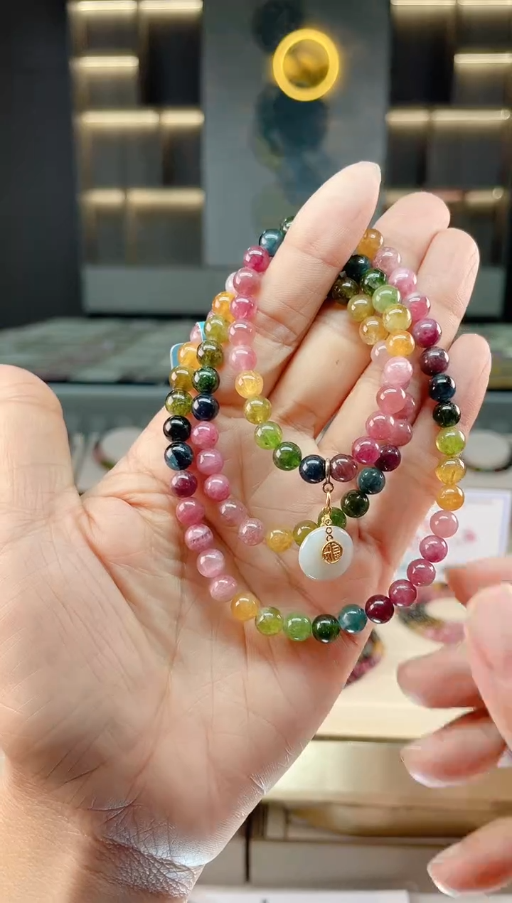 【闪购商品】碧玺三圈手串未镶嵌（多样性发一条）Q