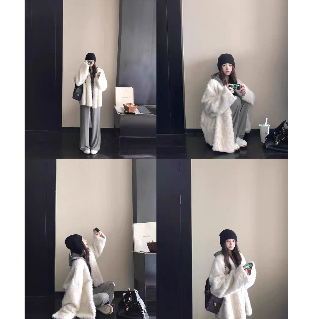 洋气STIDIO小狐羊2025新款气质毛毛外套INS风宽松百搭设计感