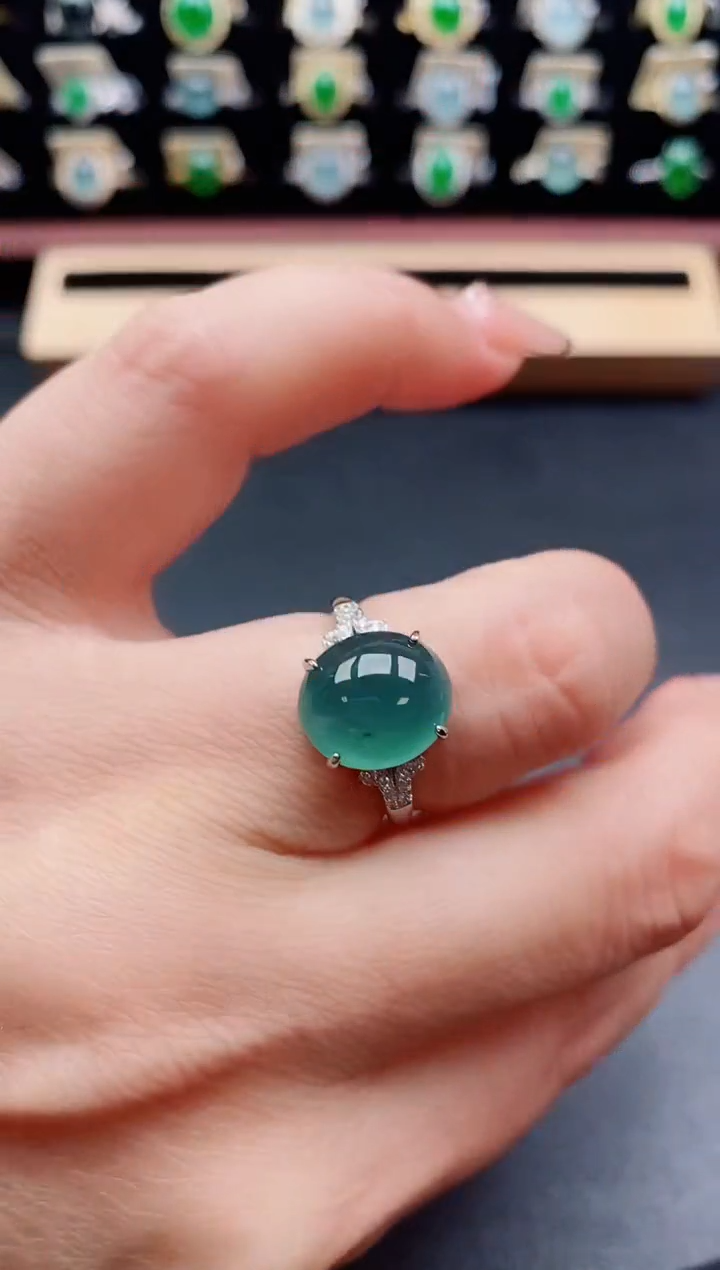 银S925镶嵌戒指翡翠1