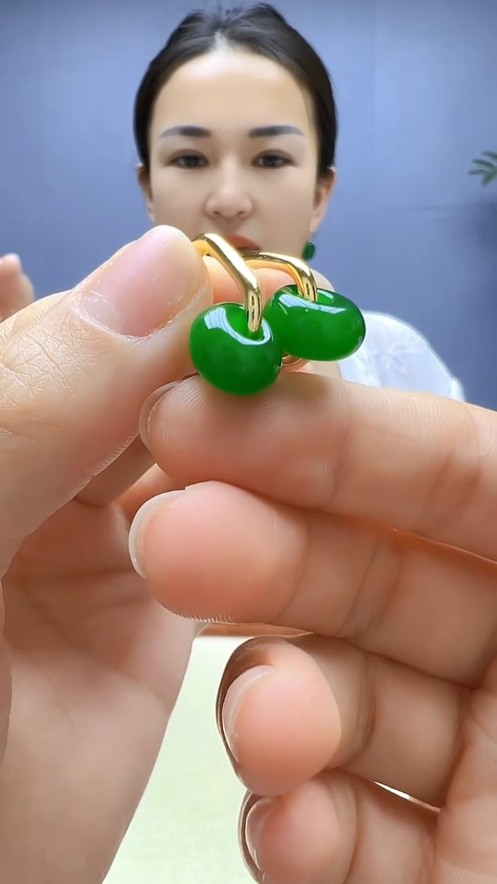 翡翠14K金镶嵌颈饰沉白diy颈饰耳扣