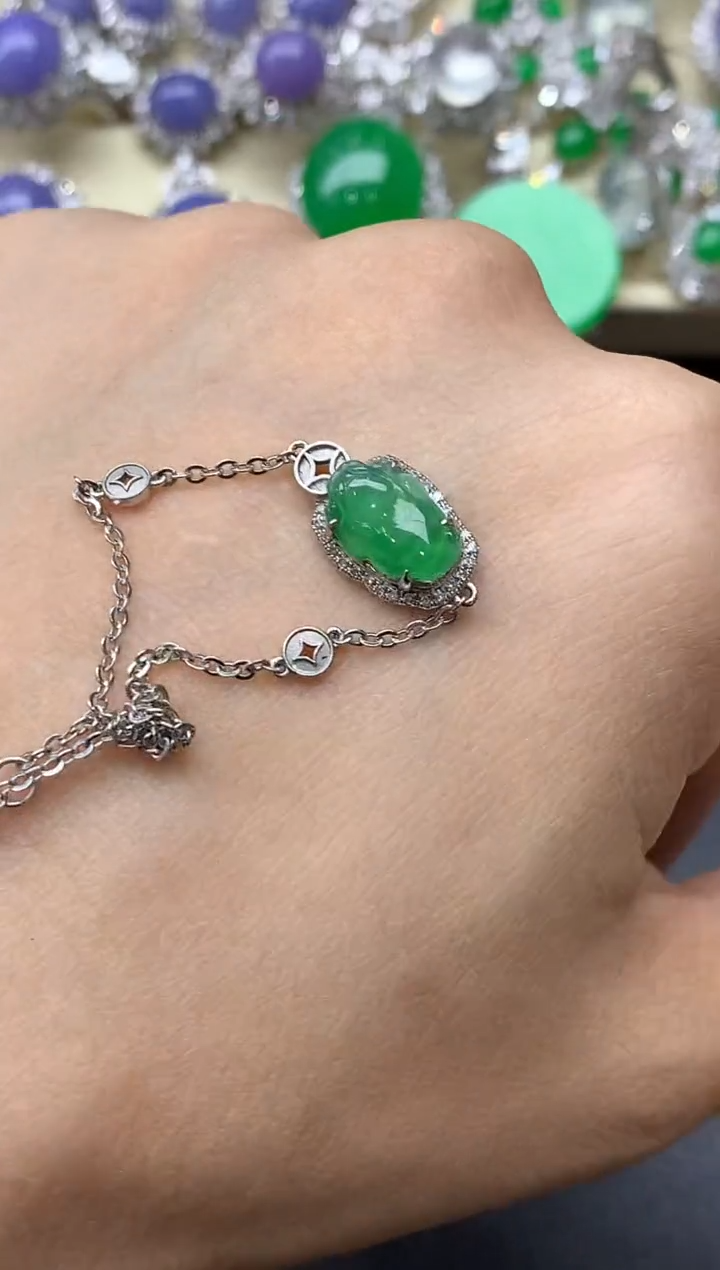 18K金镶嵌手链翡翠456-中国好珍宝