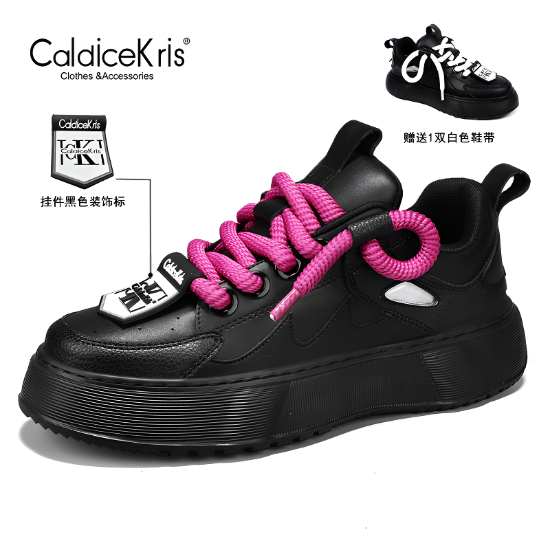 CaldiceKris正品情侣头层牛皮面包鞋运动百搭潮流时尚夏季H透气