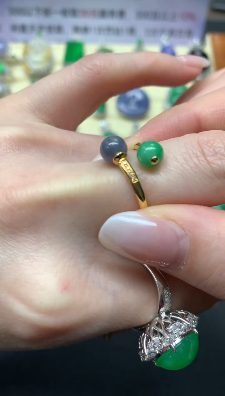 【闪购商品】翡翠戒指18K金镶嵌多样性发其一|1400+140