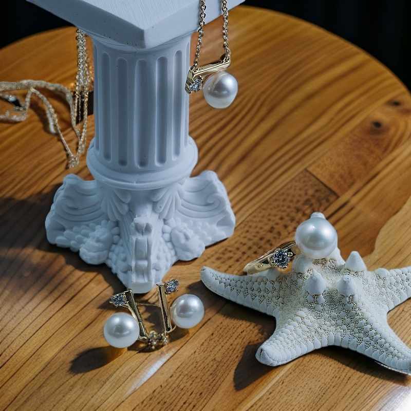 7.mm-8.mm一整套高端轻奢珍珠项链戒指耳饰