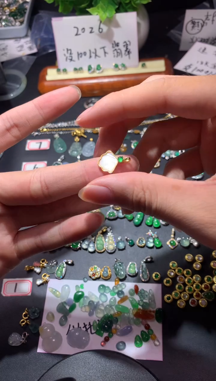 颈饰银S925镶嵌翡翠册**ㅇ1