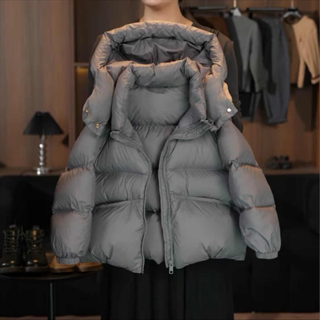 灰色羽绒服男女童新款外套2025冬季新款