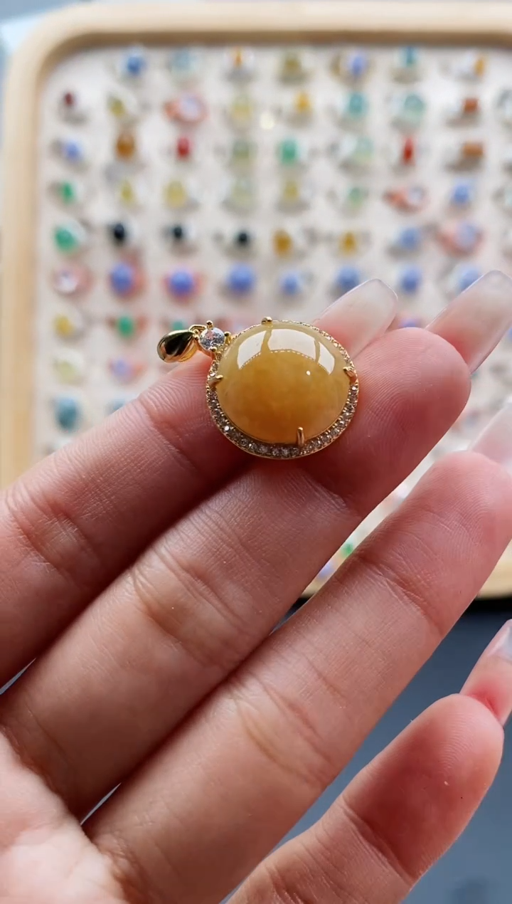 【闪购商品】翡翠颈饰银S925镶嵌缅甸天然A货翡翠444 3+7