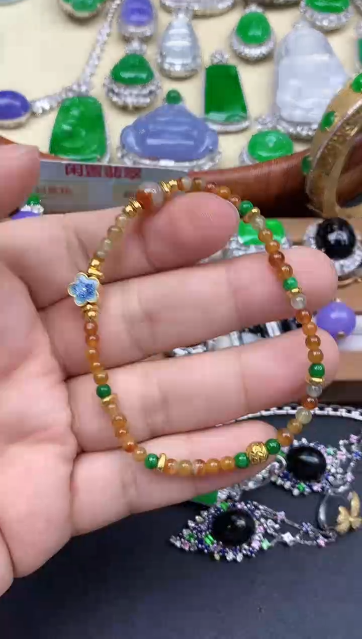 足金镶嵌手链翡翠412-中国好珍宝