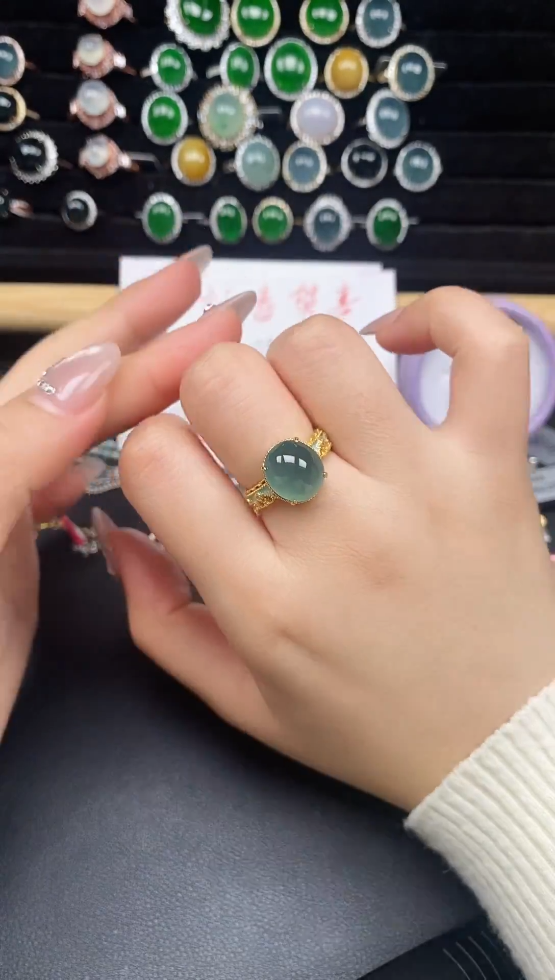 银S925镶嵌戒指翡翠32655