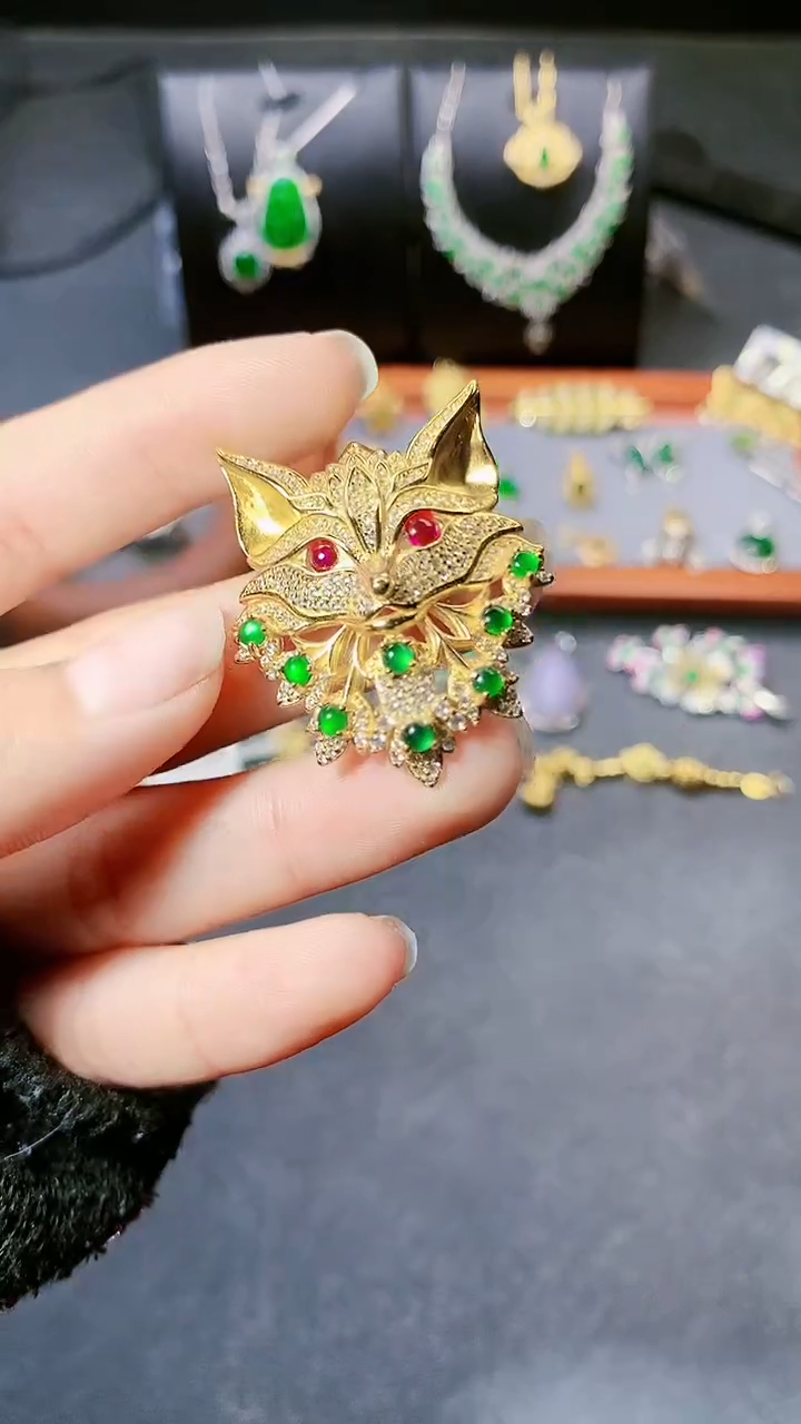 【闪购商品】翡翠耳饰银S925镶嵌胸针