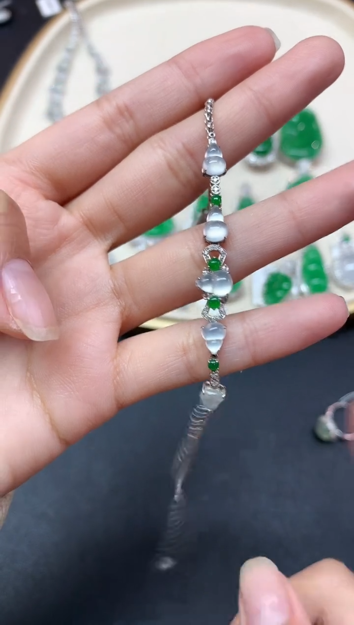 【闪购商品】翡翠手链18K金镶嵌手链A315|5800