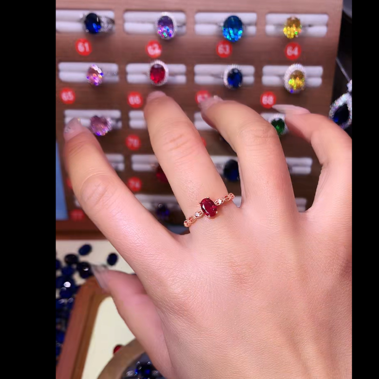 925银戒指  精致镶嵌红宝石戒指01002