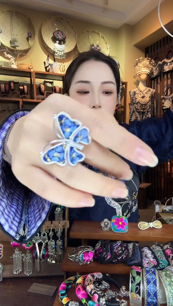 刺绣非遗刺绣民族风戒指