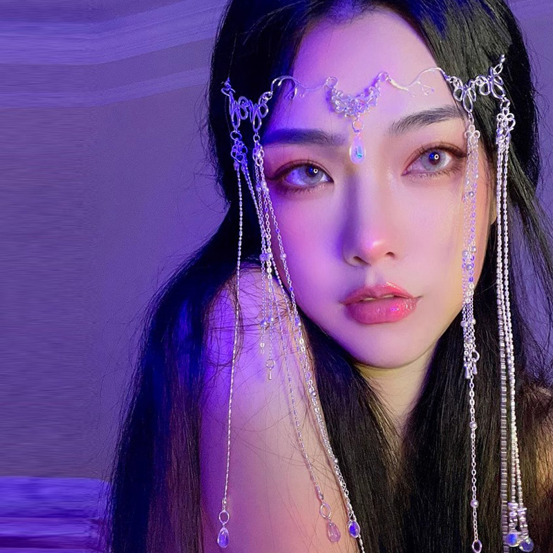 古风异域风情汉服流苏发饰古装额饰眉心坠面帘面纱