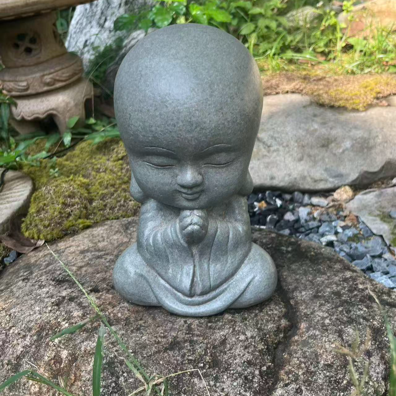 大头娃娃沙弥庭院造景装饰造景摆件