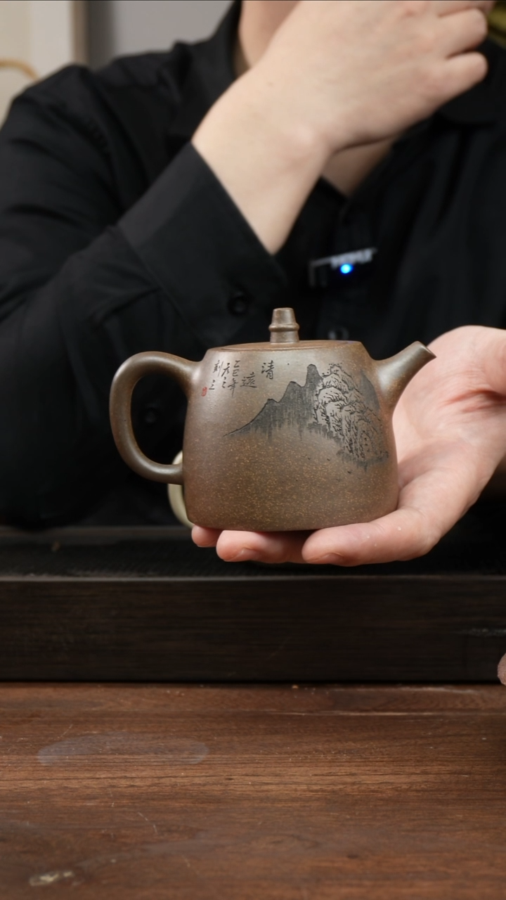 茶杯紫砂f***4还原烧汉铎     刻绘   200CC 