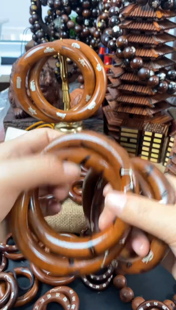 【闪购商品】枣木枣木雷焦镶银2个圈70尺寸一物一拍