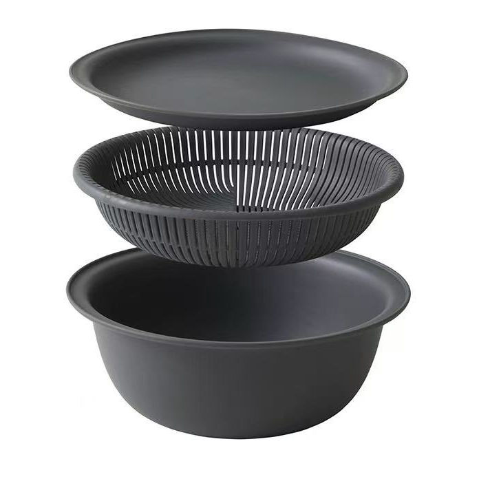 三层沥水篮家用洗菜盆碗碟蔬菜篮可入微波炉漏网篮
