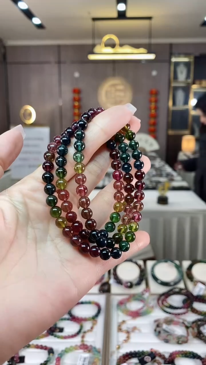 【闪购商品】碧玺三圈手串6mm+未镶嵌（多样性发一条）hon