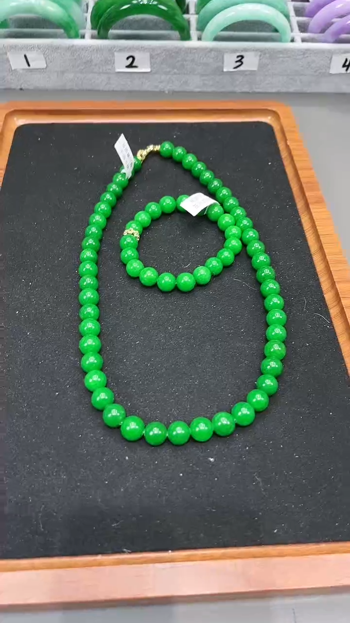 【闪购商品】砖雕s106 正阳绿手链+项链 卡10mm